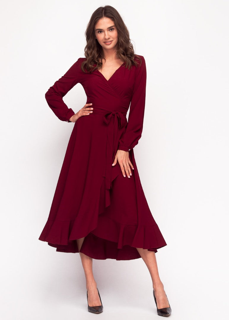 Burgundy wrap dress