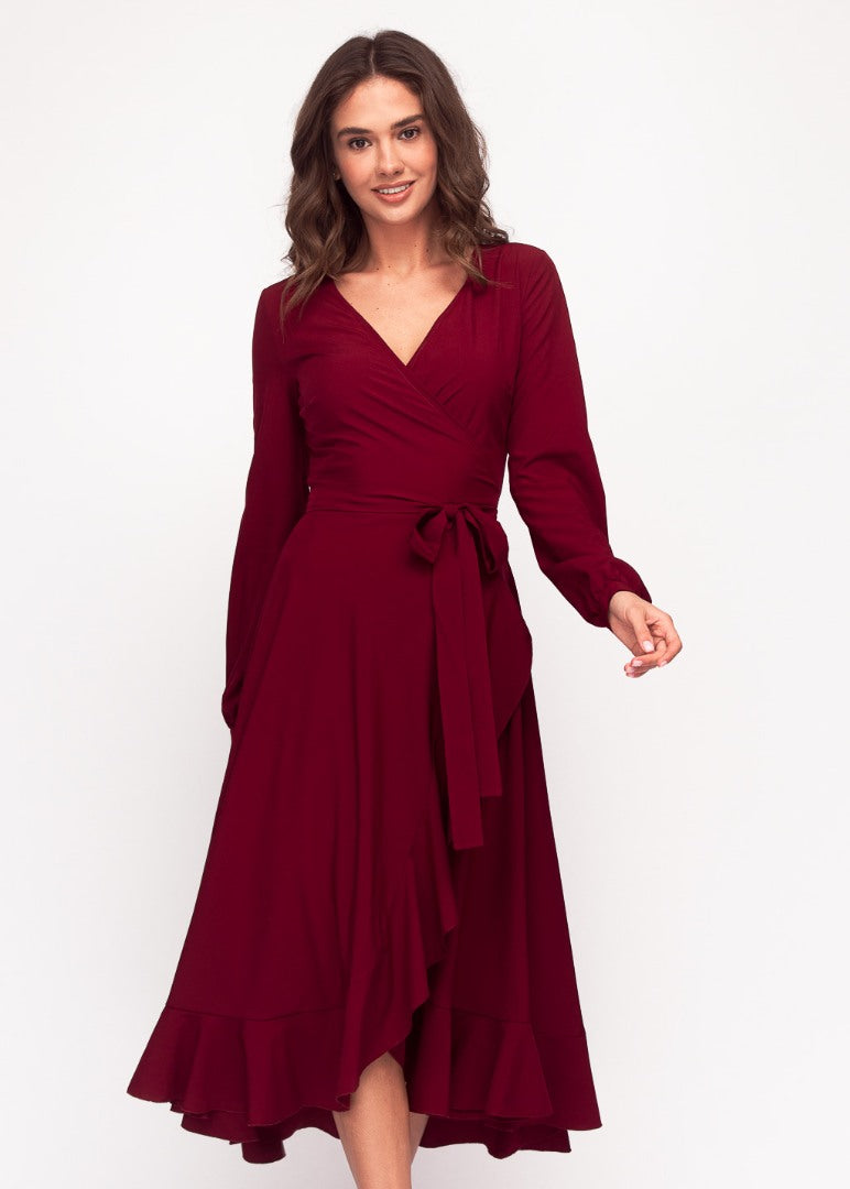 Burgundy wrap dress
