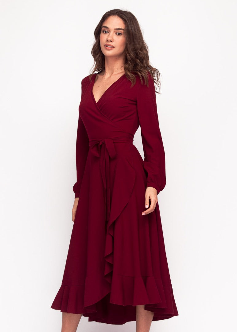Burgundy wrap dress