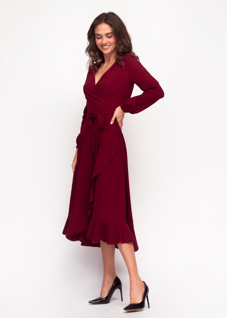 Burgundy wrap dress
