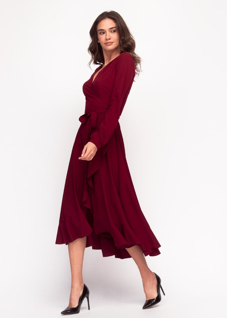 Burgundy wrap dress