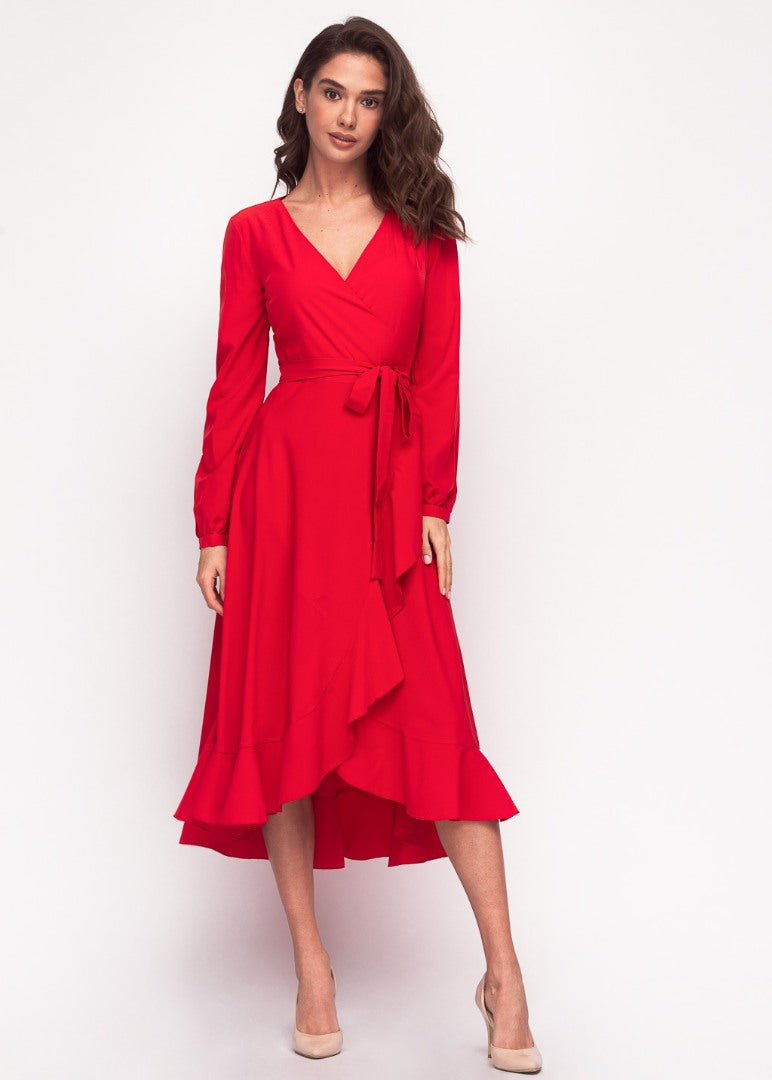 Red wrap dress