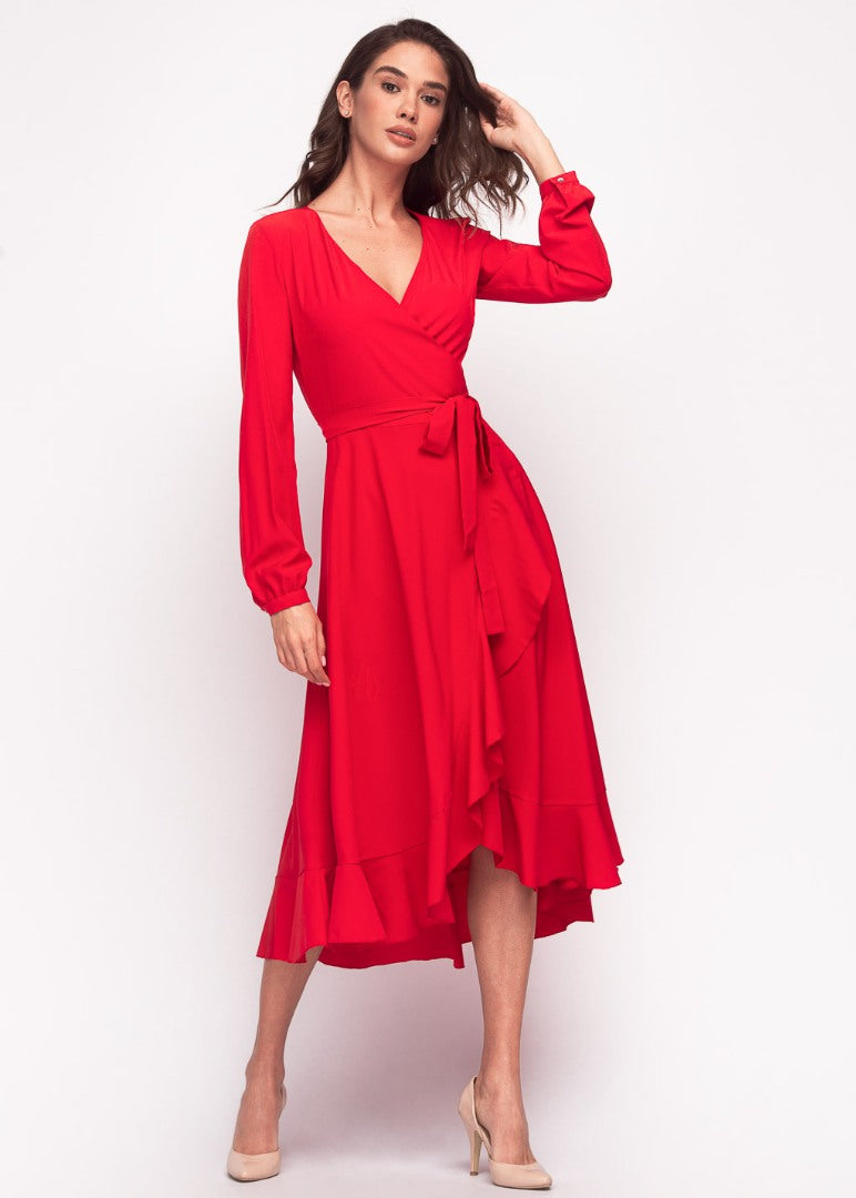 Red wrap dress