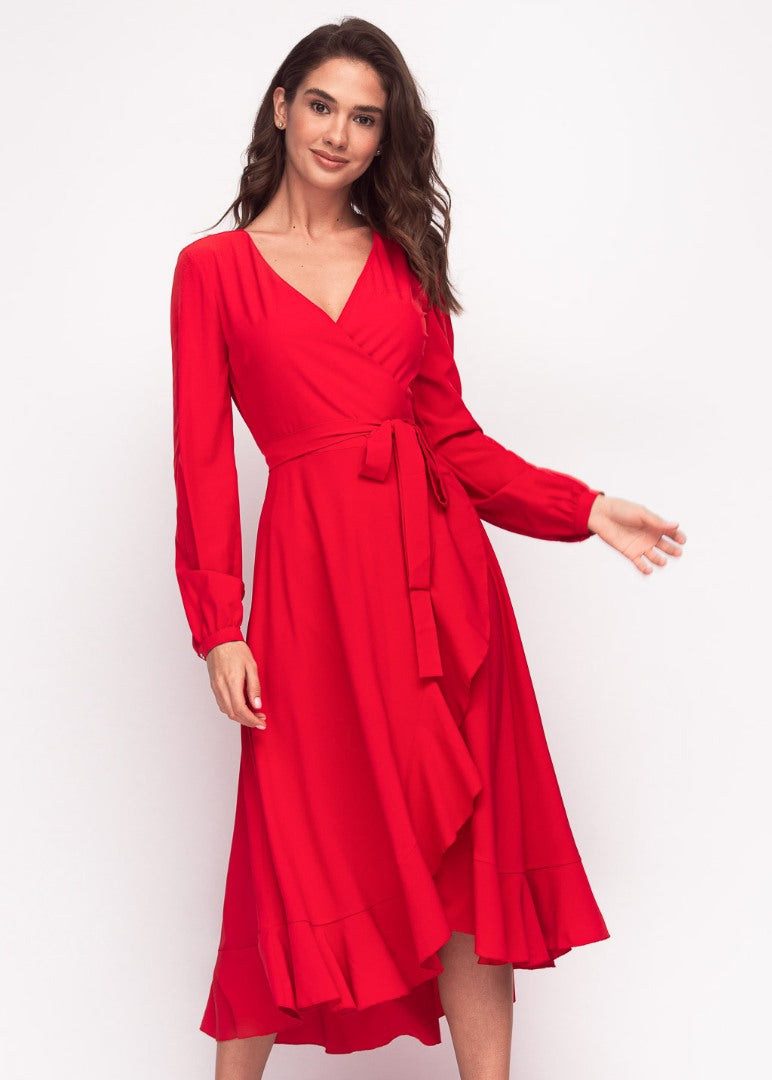 Red wrap dress