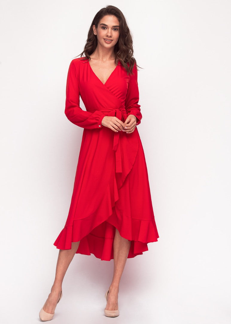 Red wrap dress