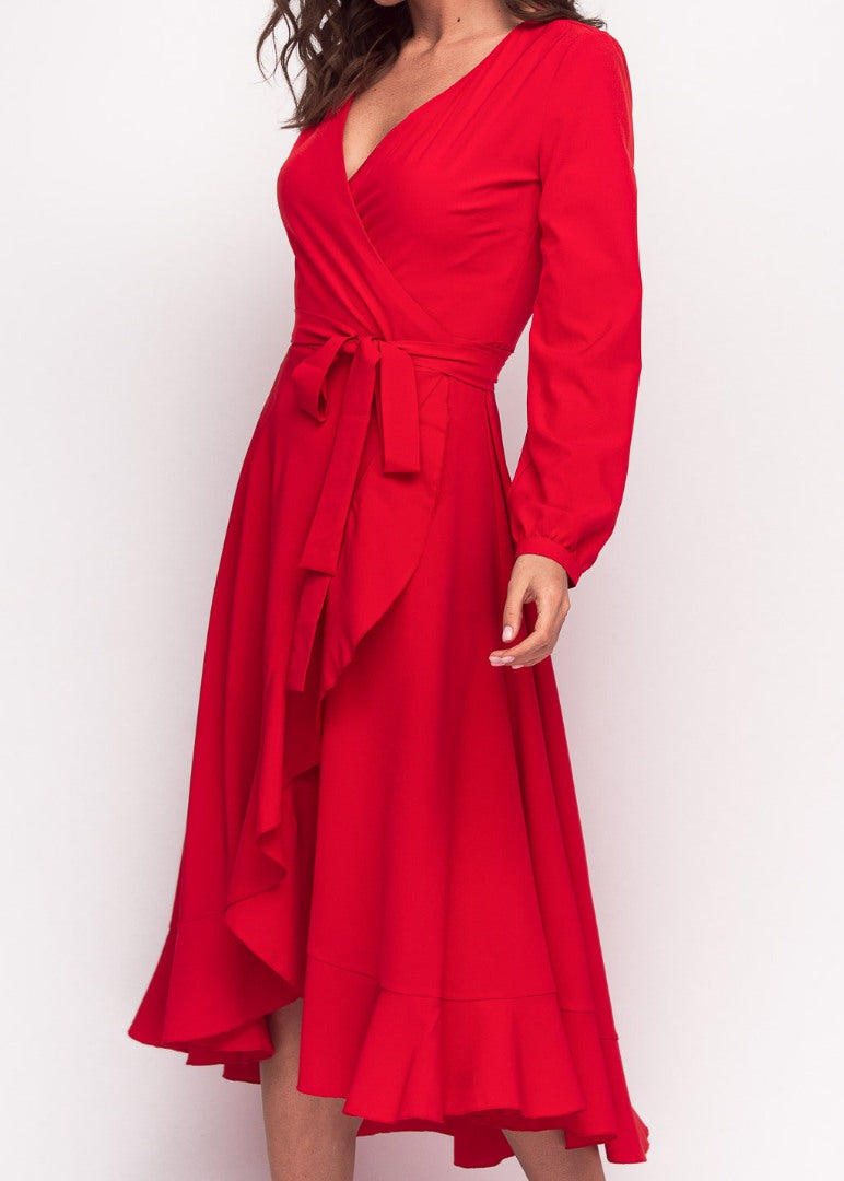 Red wrap dress