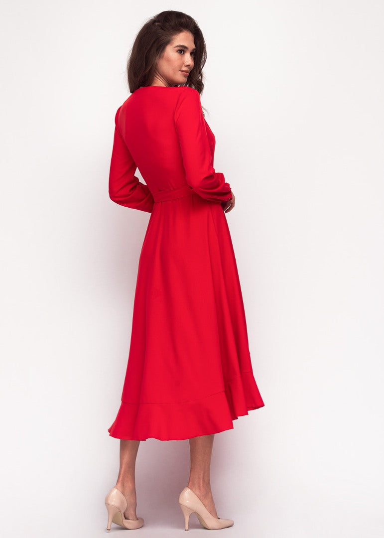 Red wrap dress
