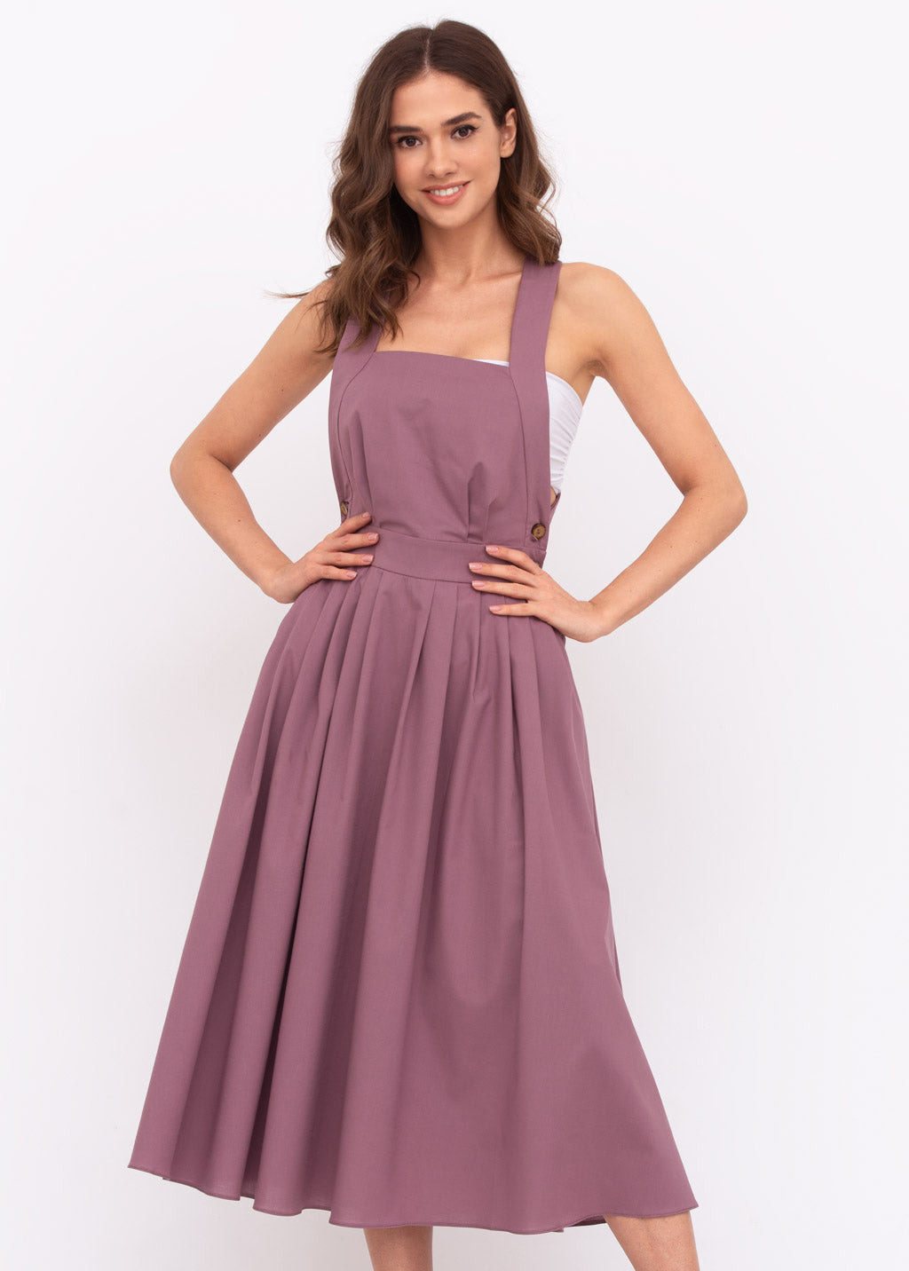 Mauve organic cotton cross-back dress
