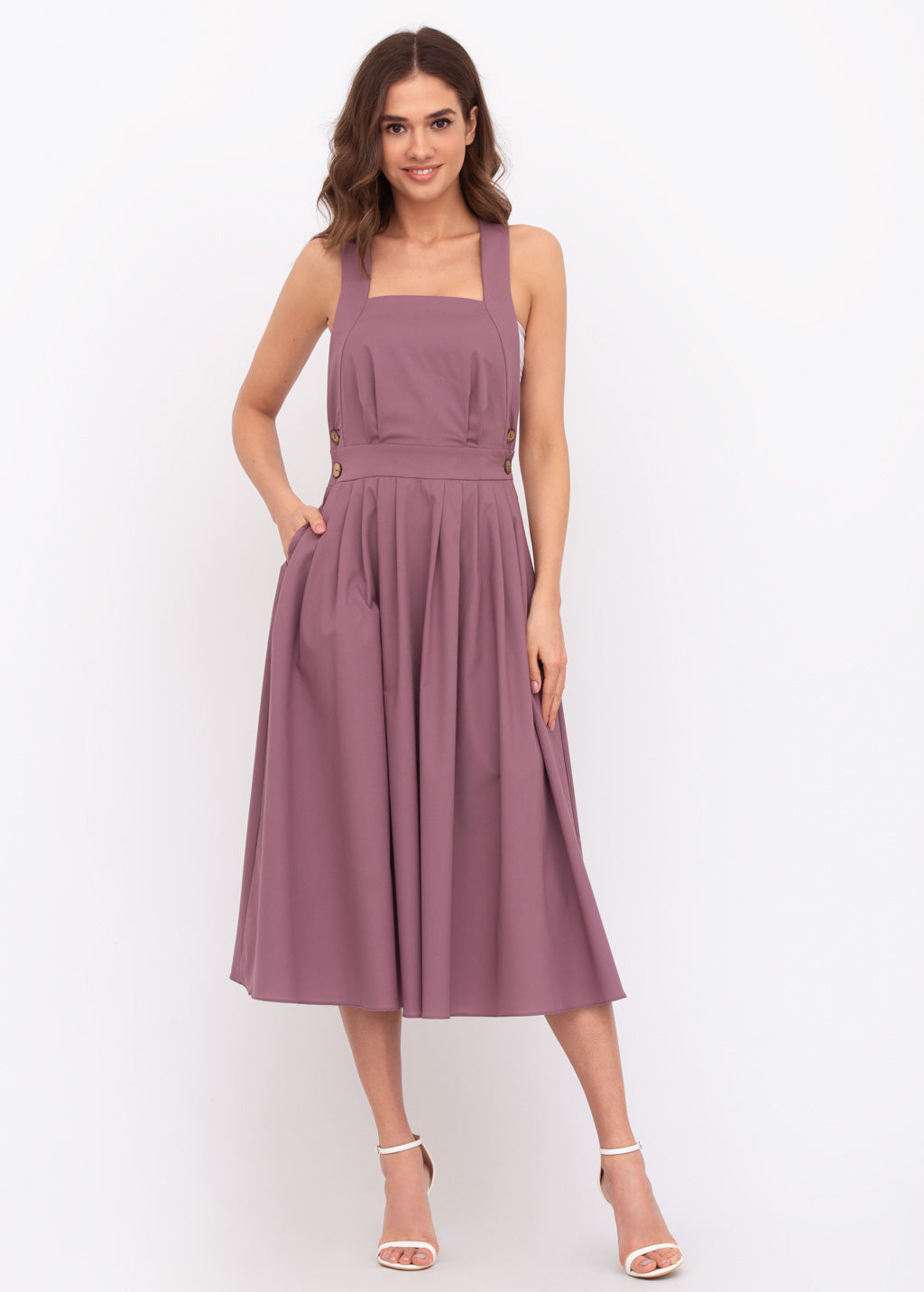 Mauve organic cotton cross-back dress