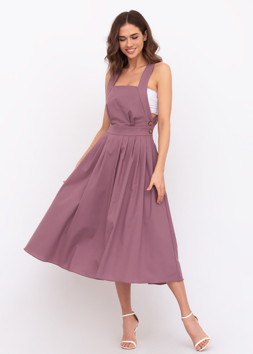 Mauve organic cotton cross-back dress