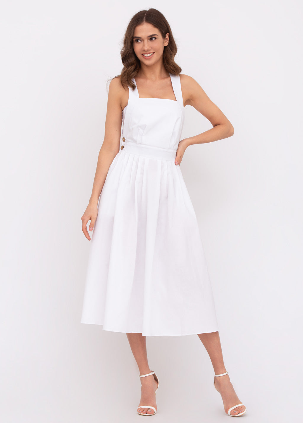White organic cotton cross-back dress