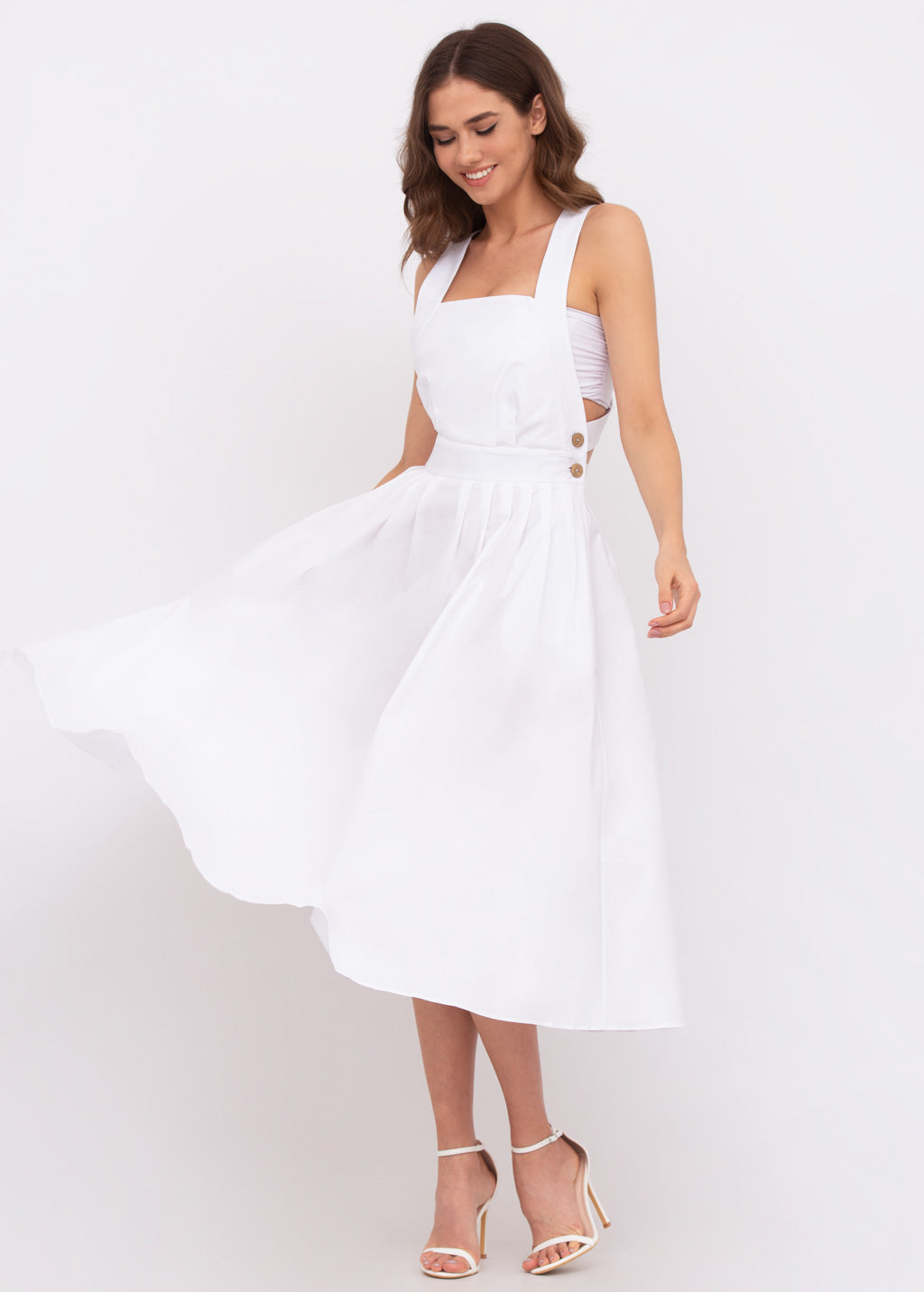 White organic cotton cross-back dress