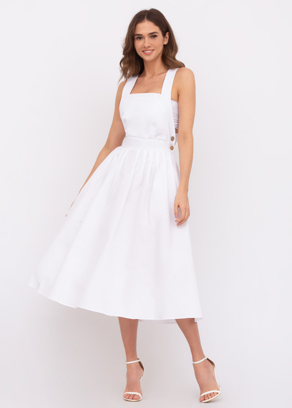 White organic cotton cross-back dress