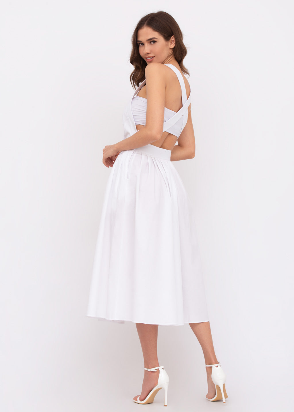 White organic cotton cross-back dress