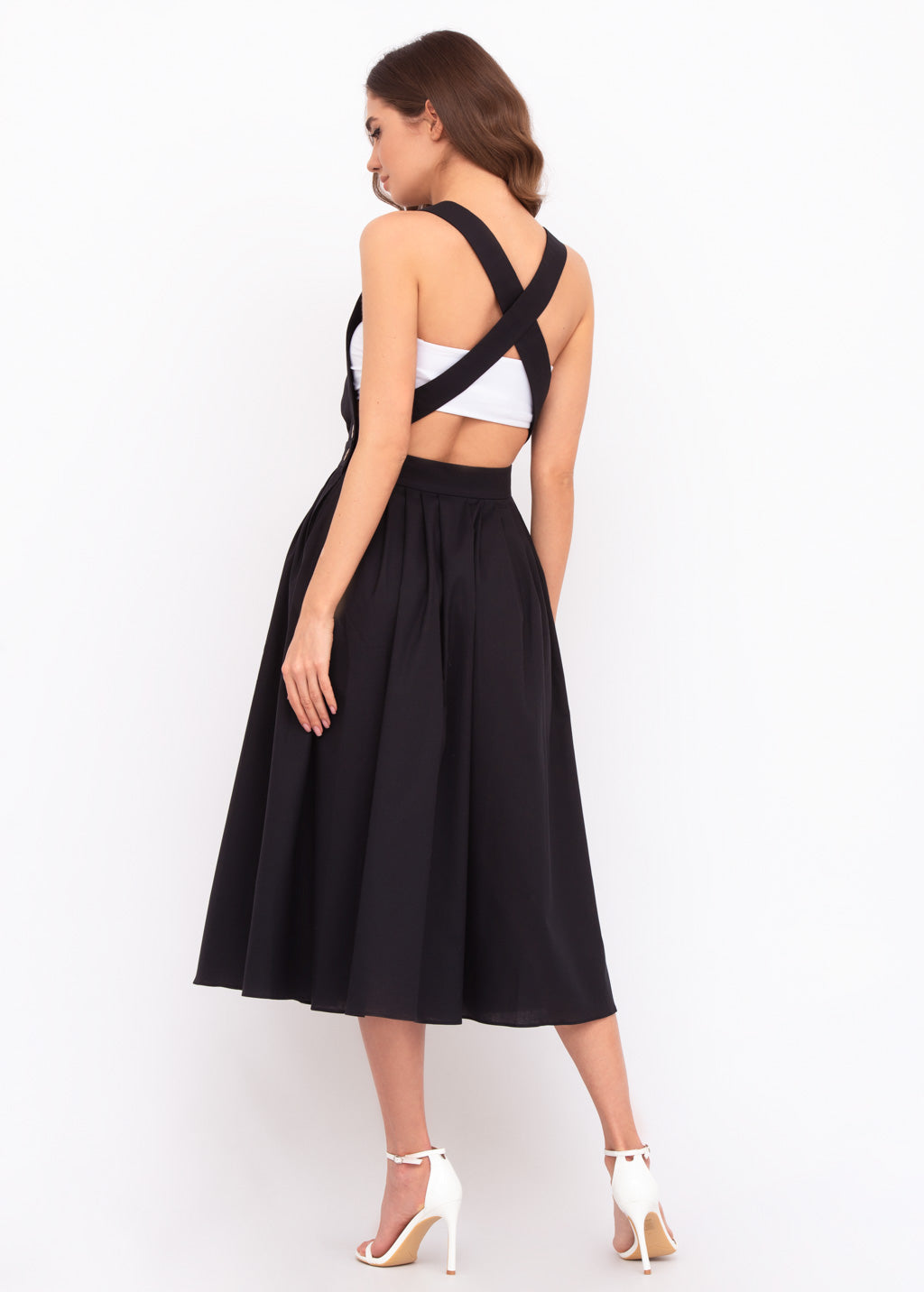 Black organic linen cross-back dress