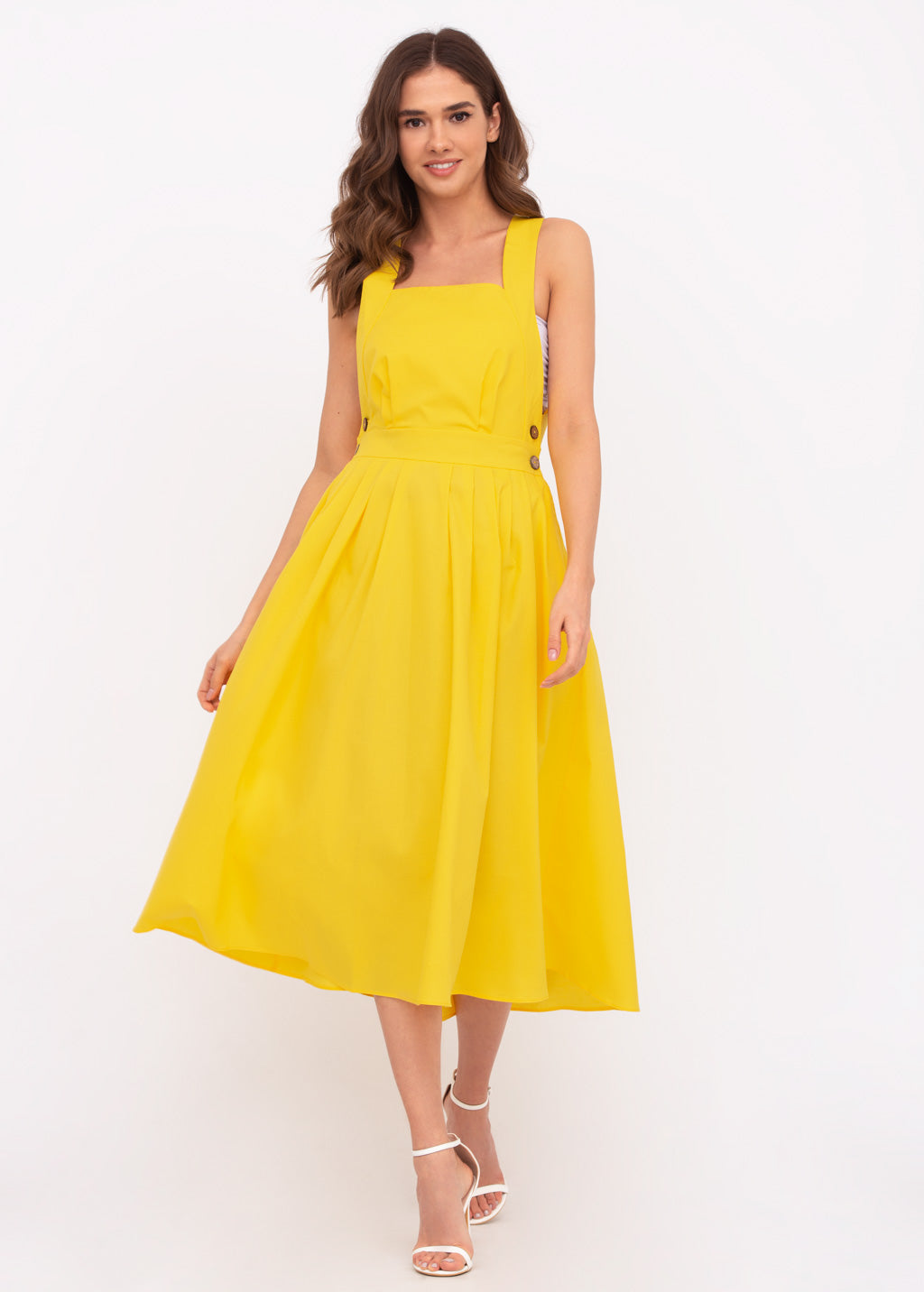 Yellow organic cotton cross-back dress