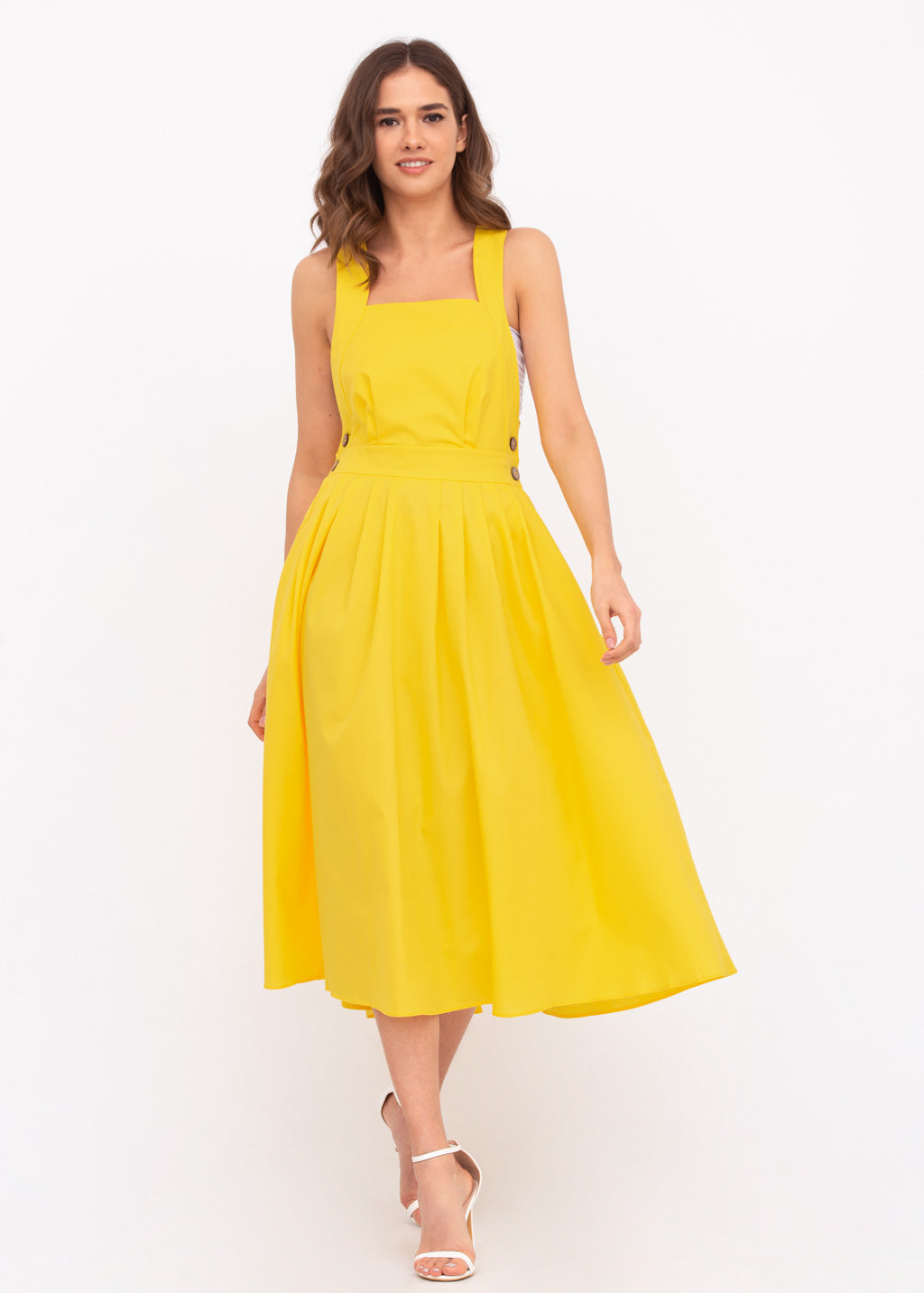 Yellow organic cotton cross-back dress