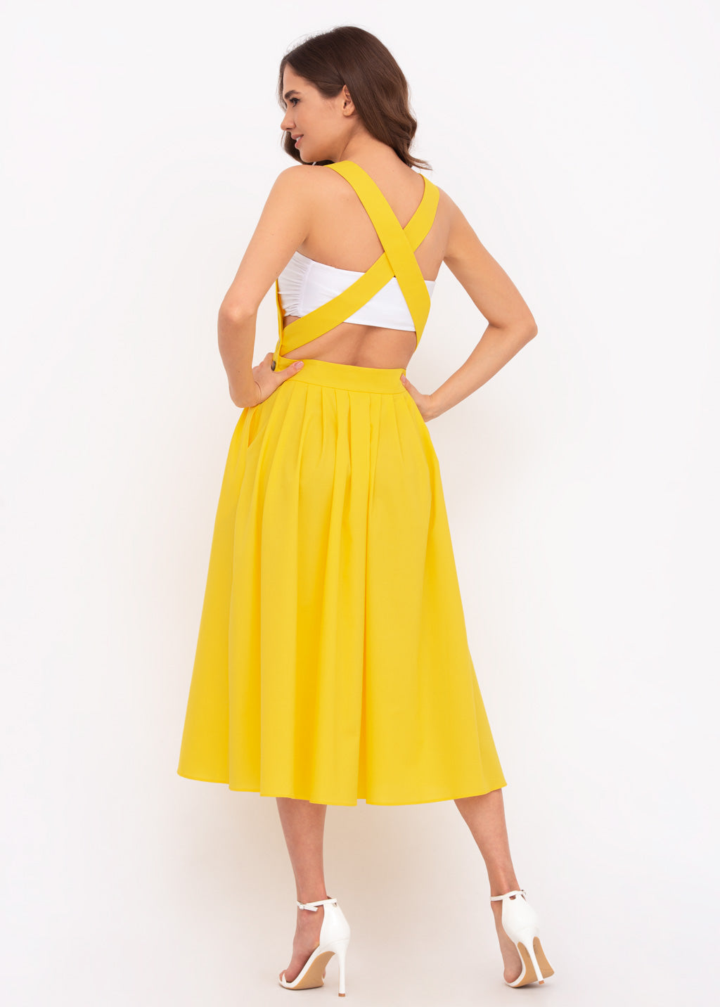 Yellow organic cotton cross-back dress