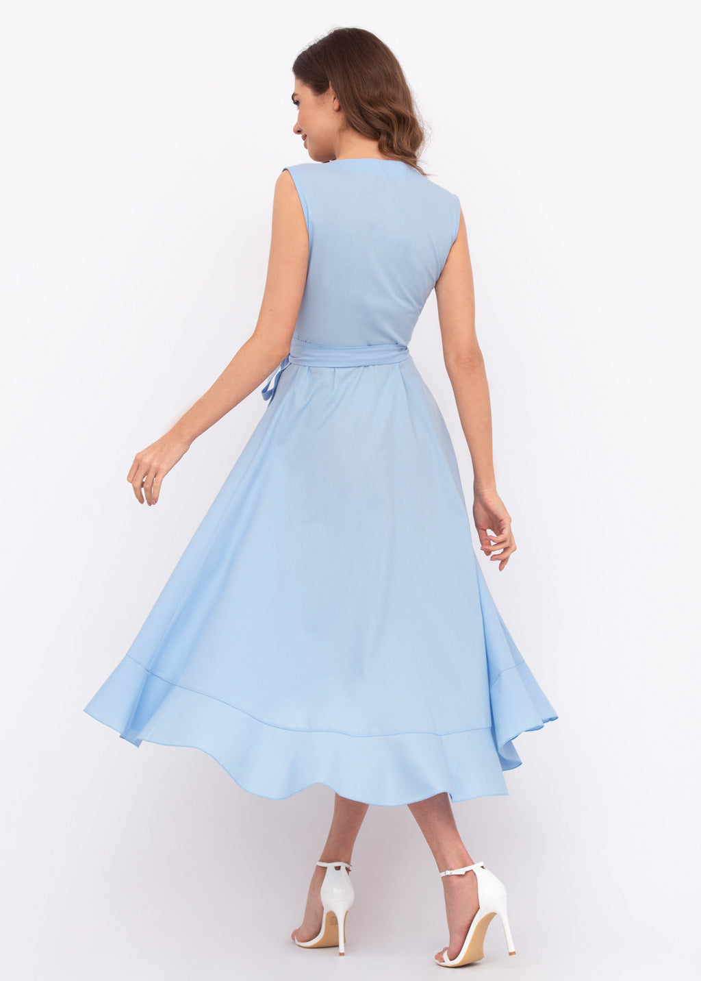 Blue organic cotton midi wrap dress