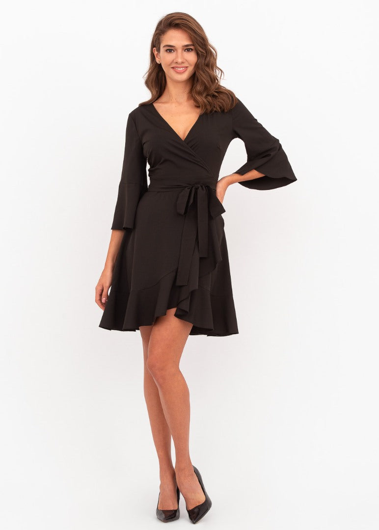 Black mini wrap dress