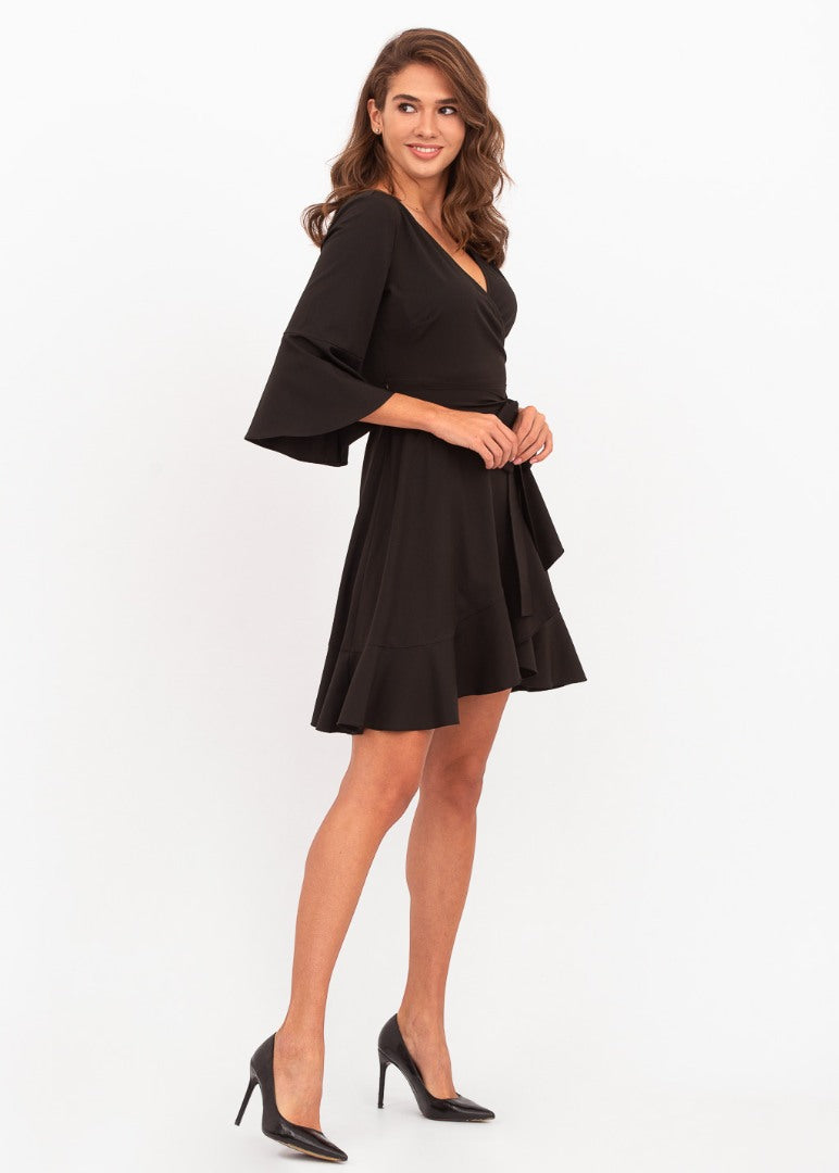Black mini wrap dress