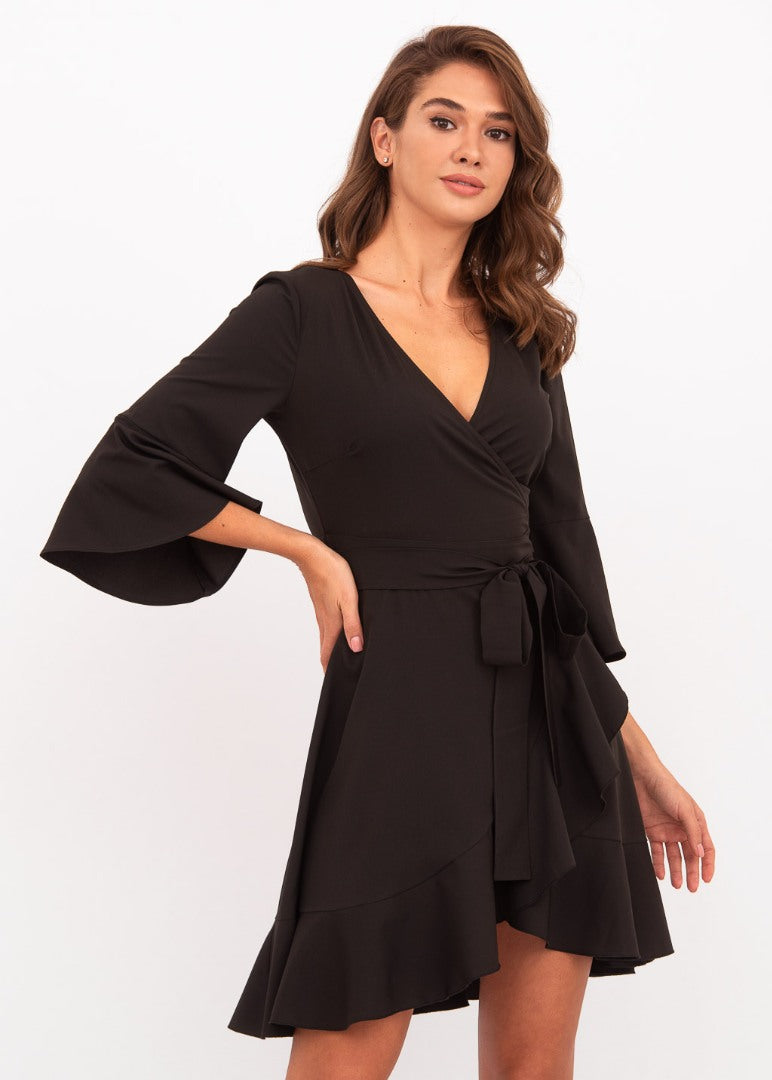 Black mini wrap dress
