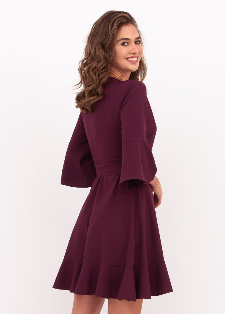 Dark burgundy mini wrap dress