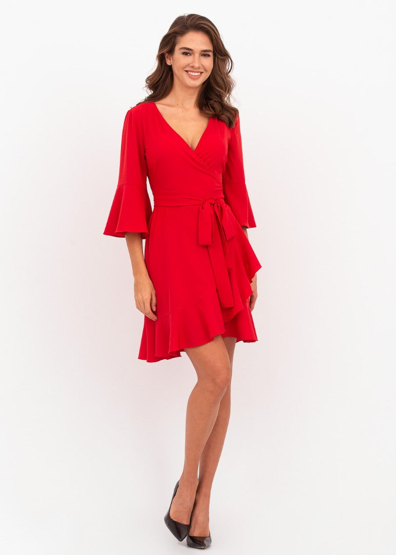 Red mini wrap dress