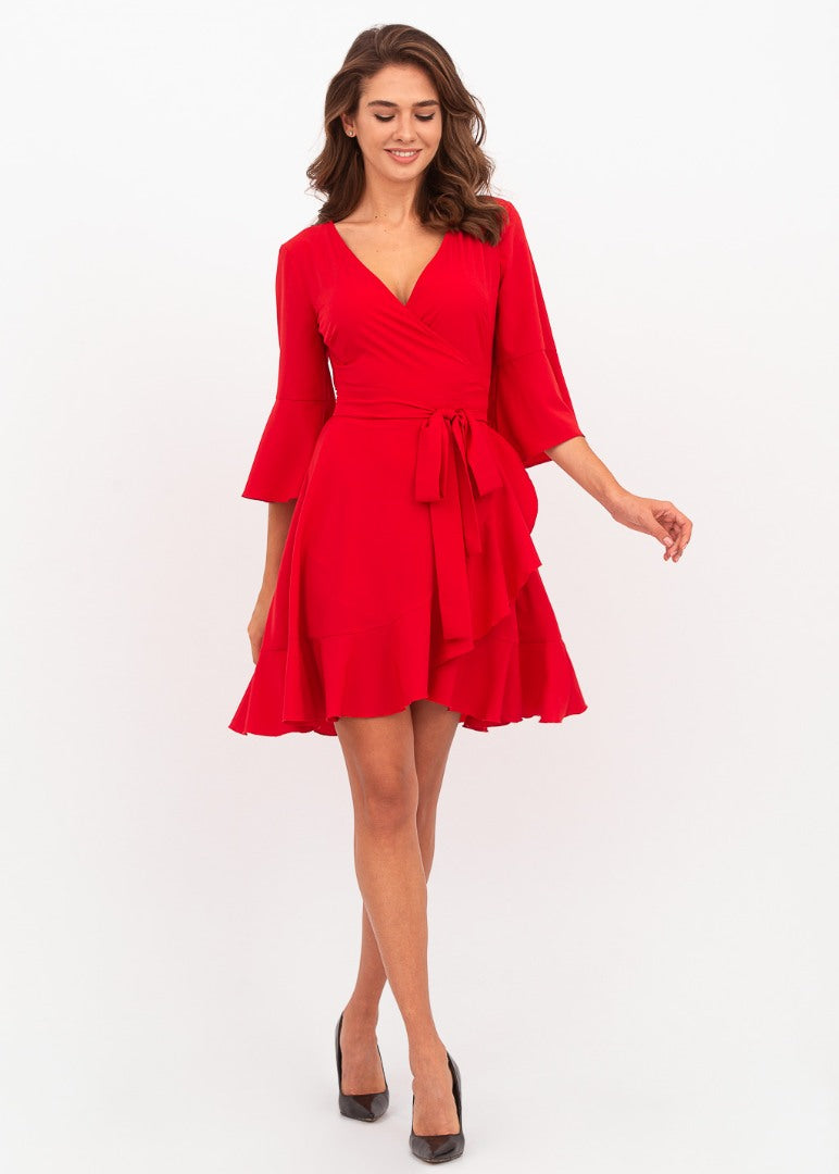 Red mini wrap dress