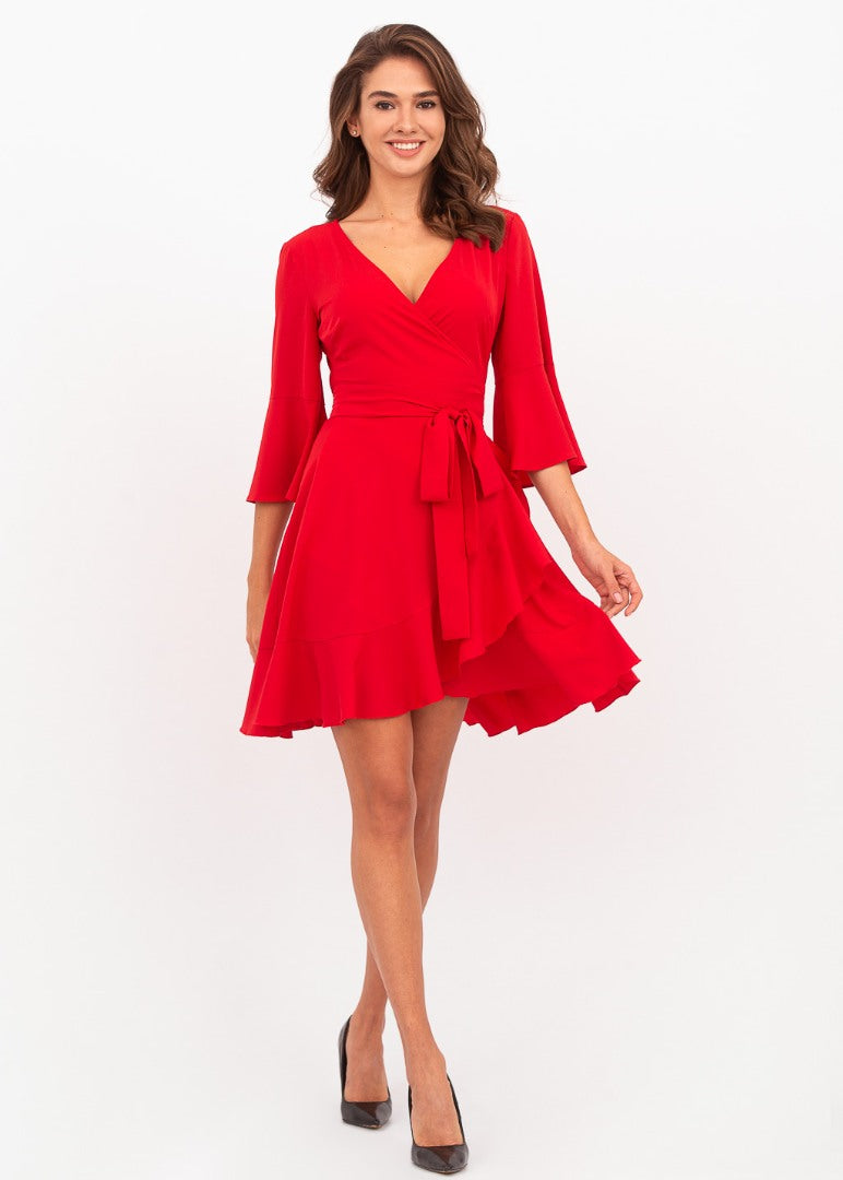 Red mini wrap dress