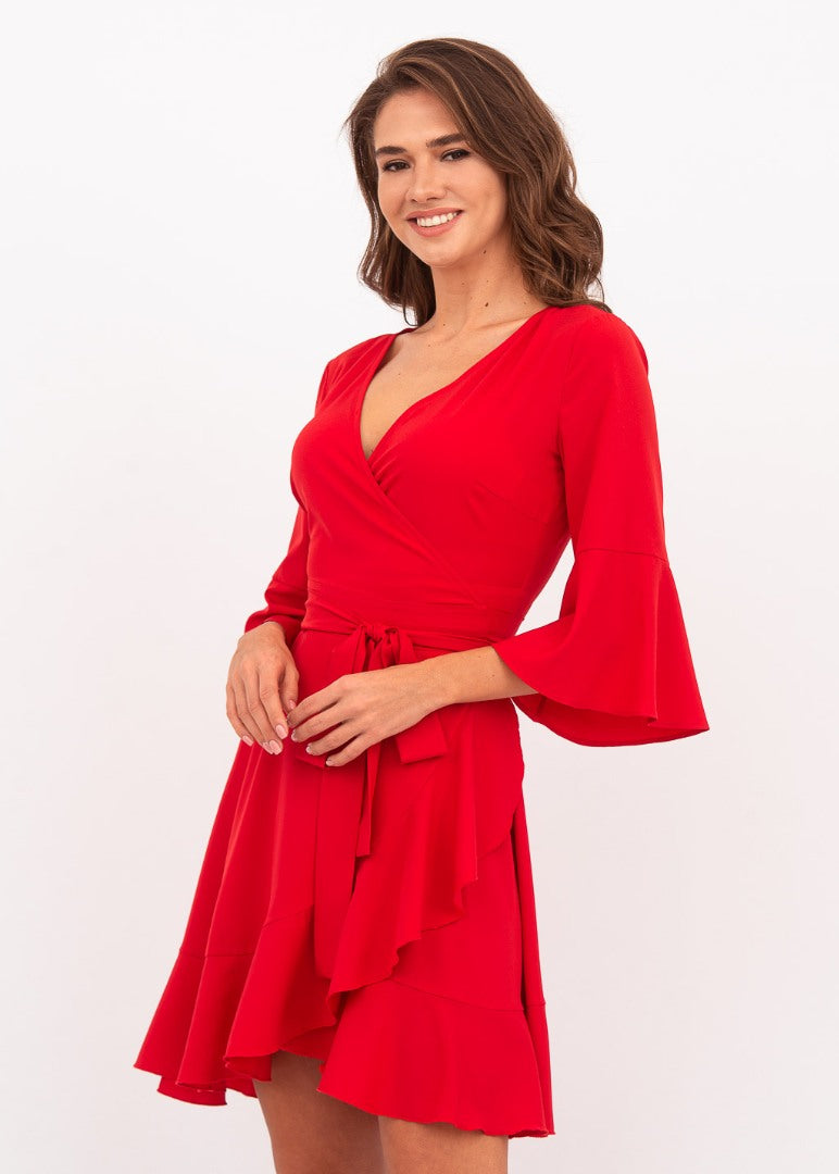 Red mini wrap dress