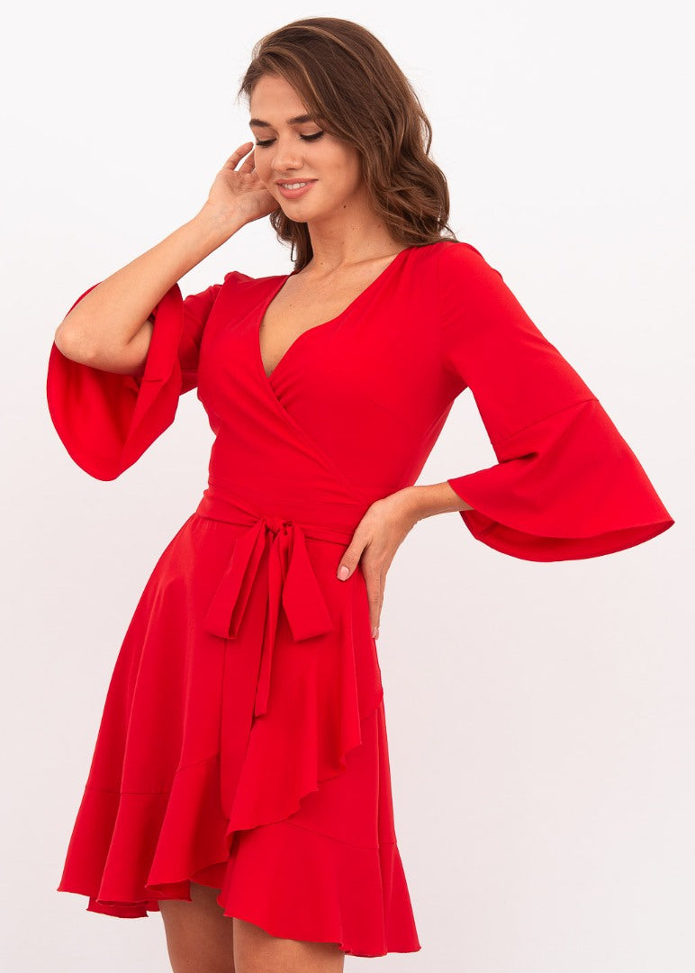 Red mini wrap dress