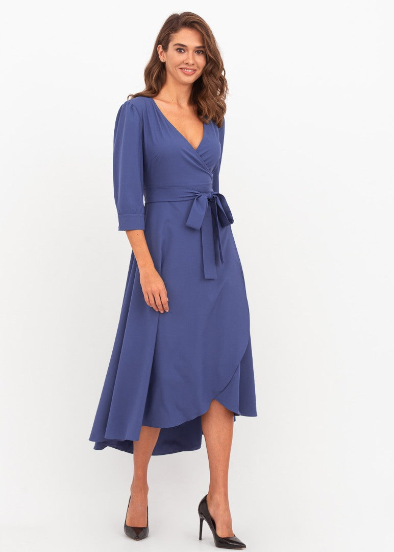 Indigo blue wrap dress