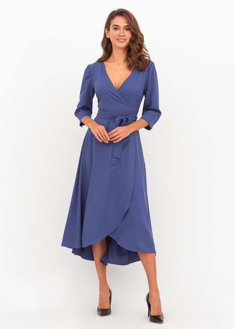 Indigo blue wrap dress