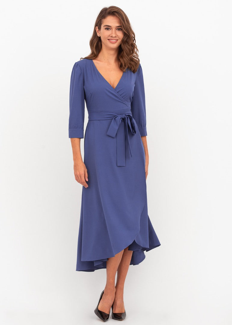 Indigo blue wrap dress