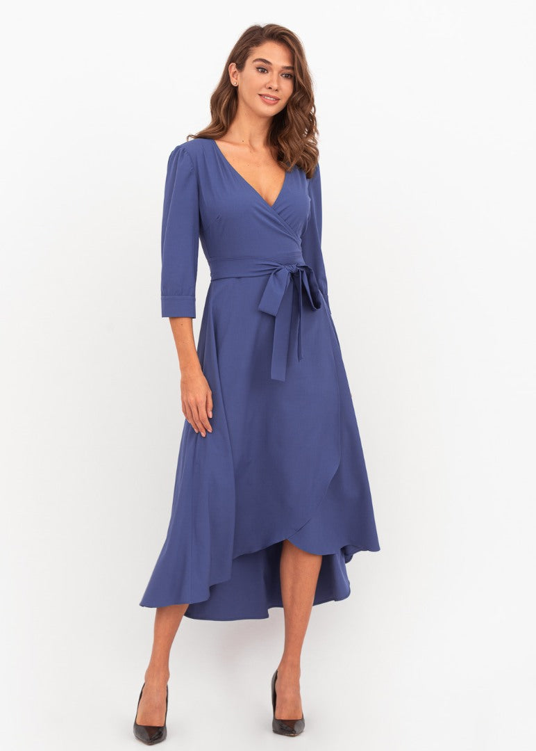 Indigo blue wrap dress