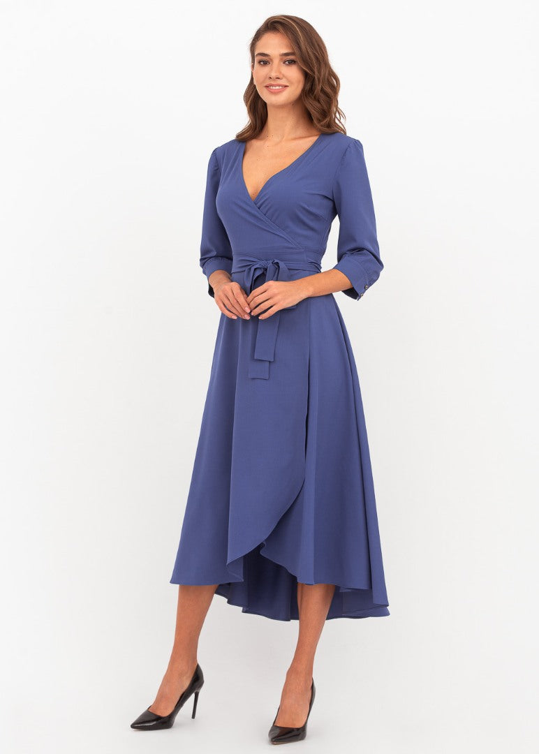 Indigo blue wrap dress