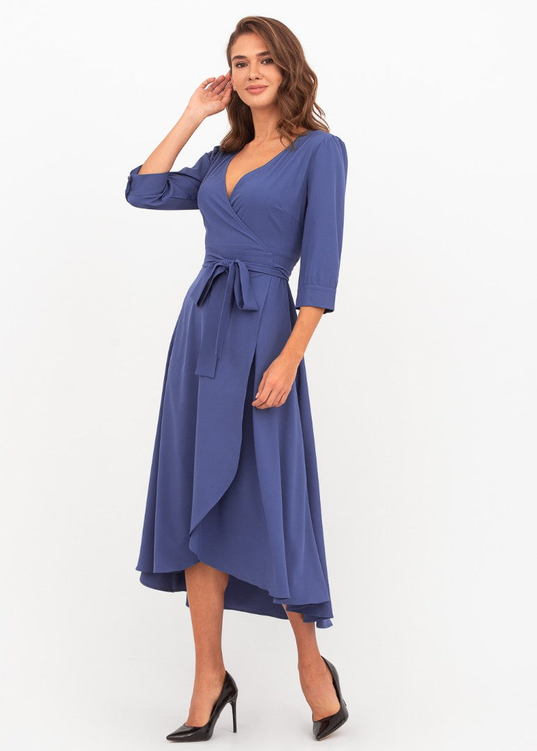 Indigo blue wrap dress