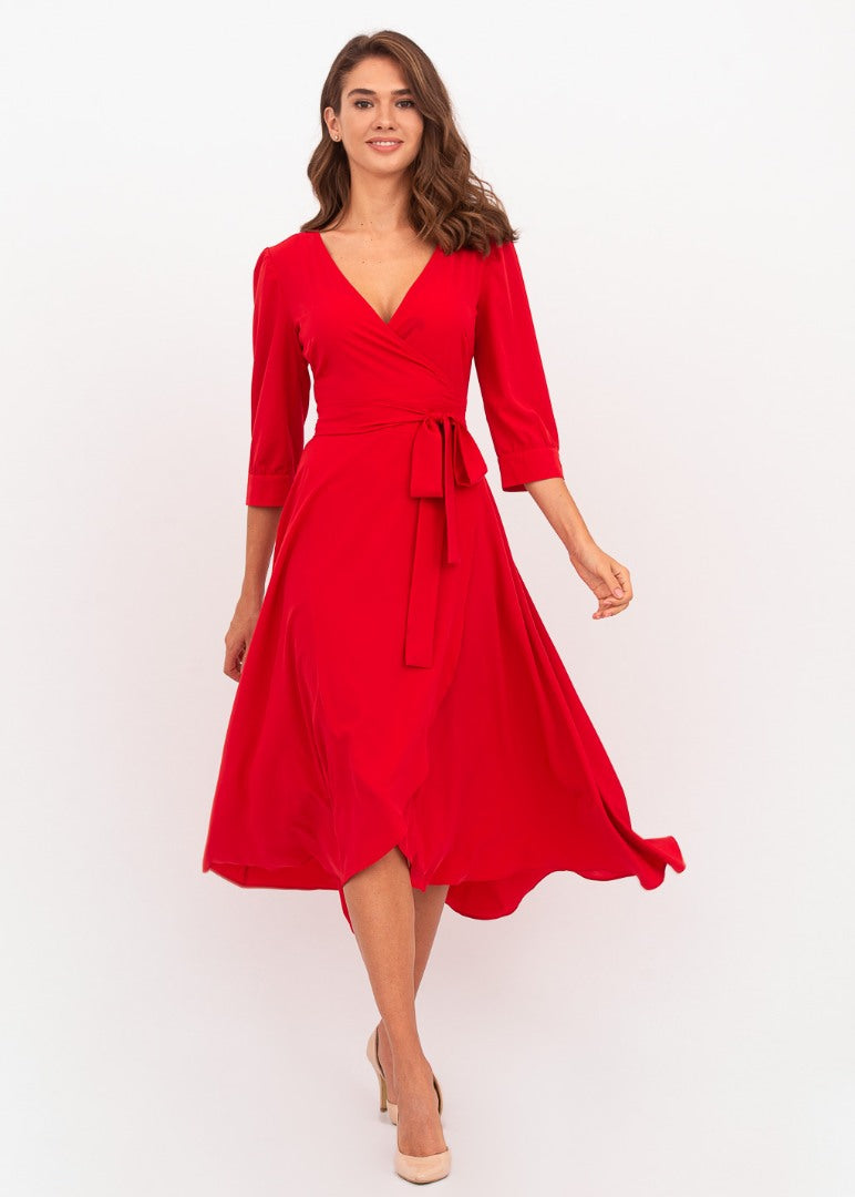 Red wrap dress