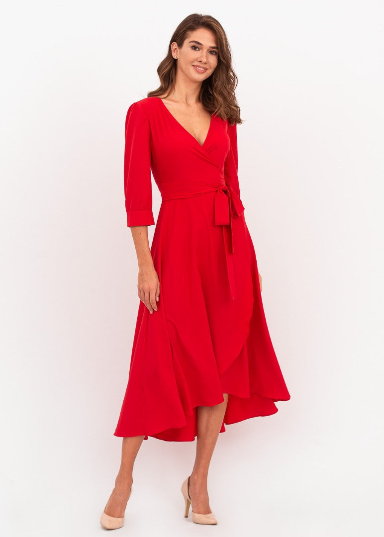Red wrap dress