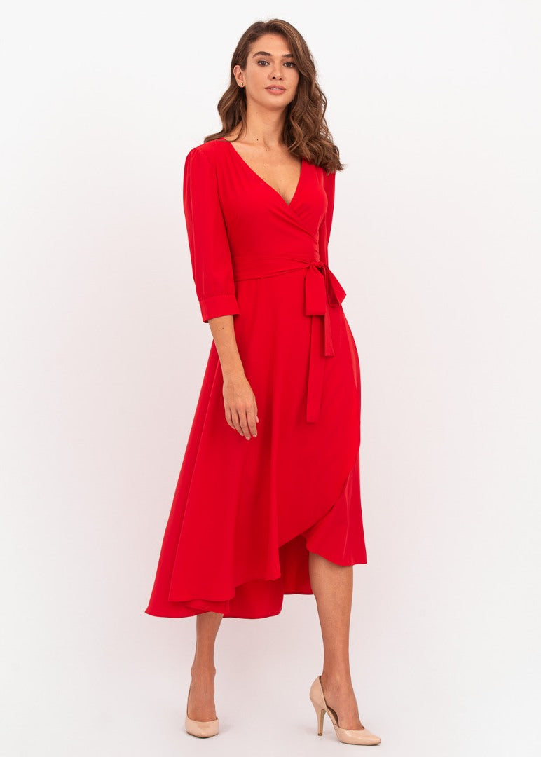 Red wrap dress