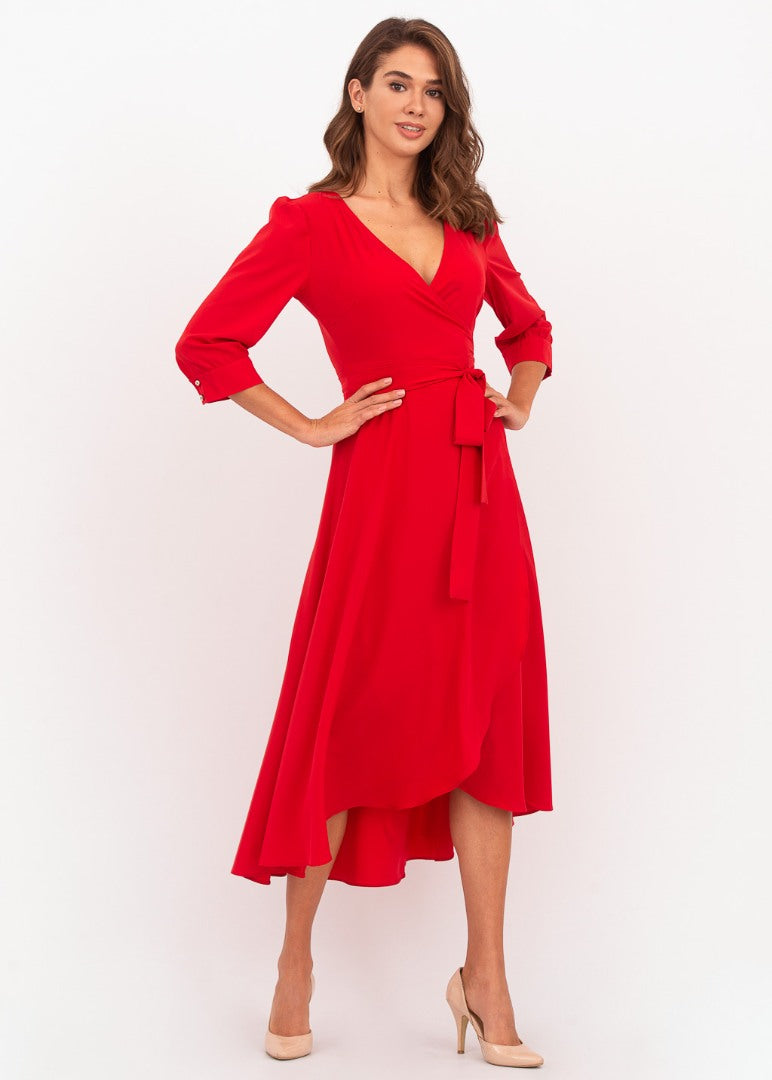 Red wrap dress
