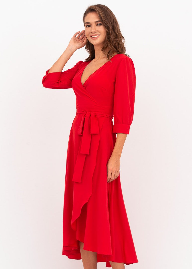 Red wrap dress