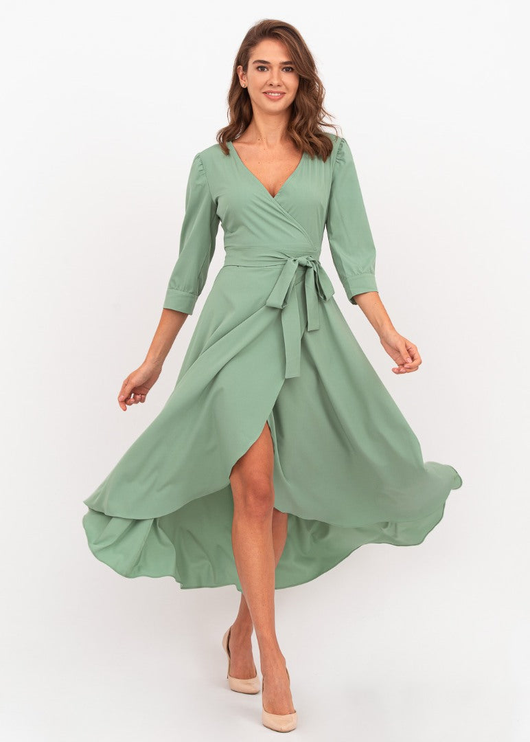 Sage green wrap dress