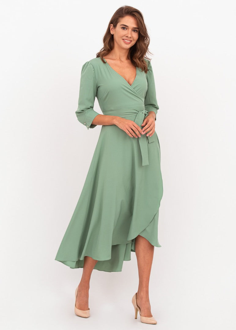Sage green wrap dress