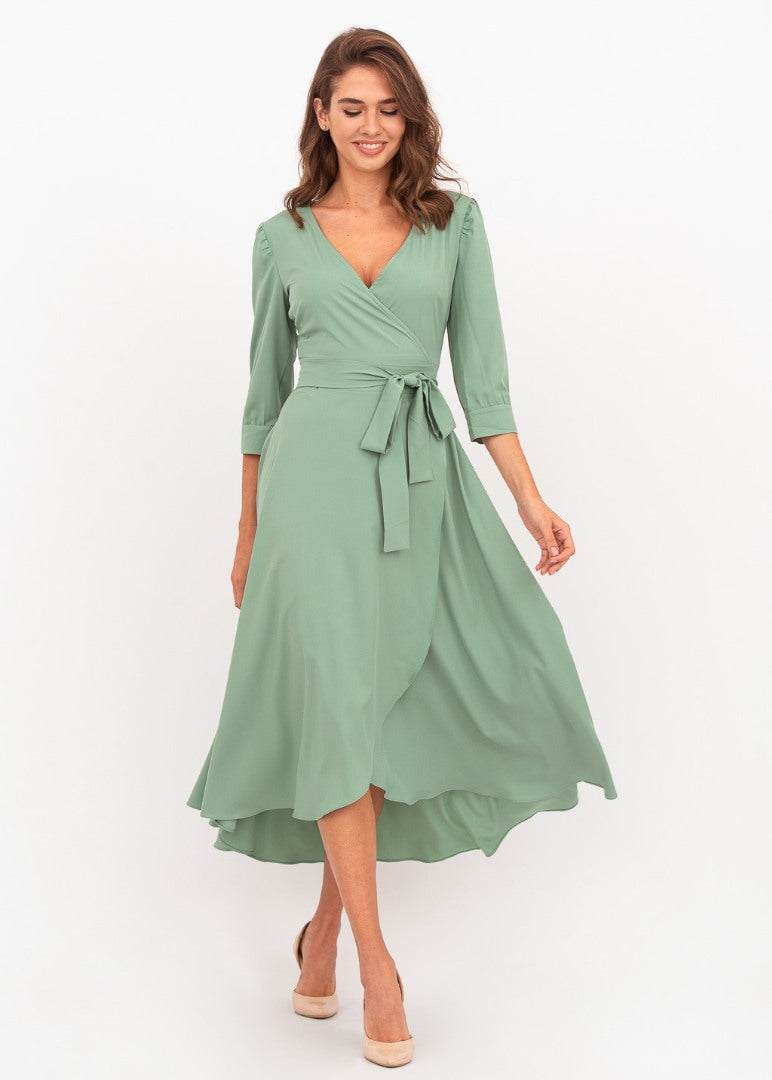 Sage green wrap dress