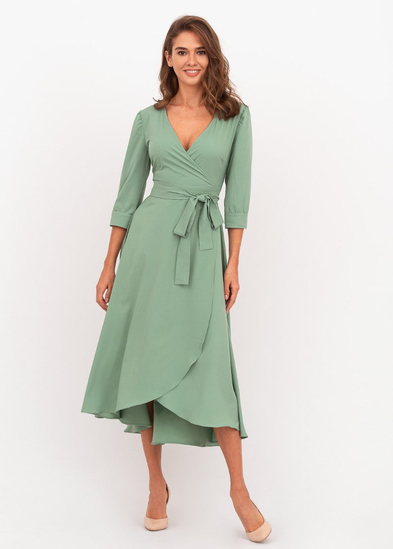 Sage green wrap dress