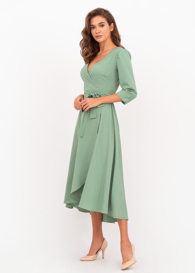 Sage green wrap dress