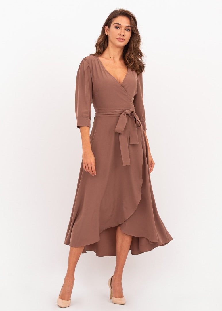 Brown wrap dress
