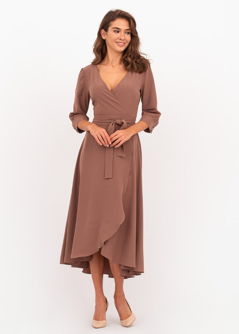 Brown wrap dress